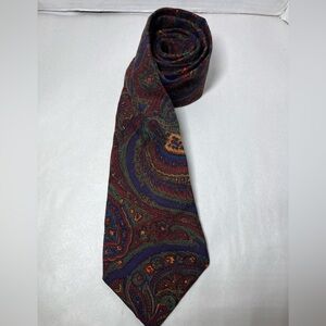 Vintage Polo by Ralph Lauren Purple  Red Blue Paisley Necktie 4" 100% Wool Italy